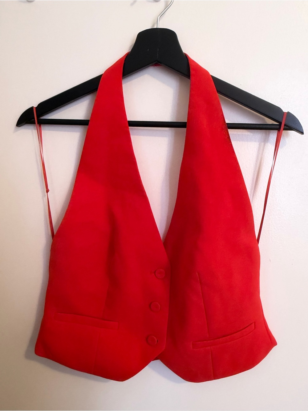 MANGO RED HALTER TOP